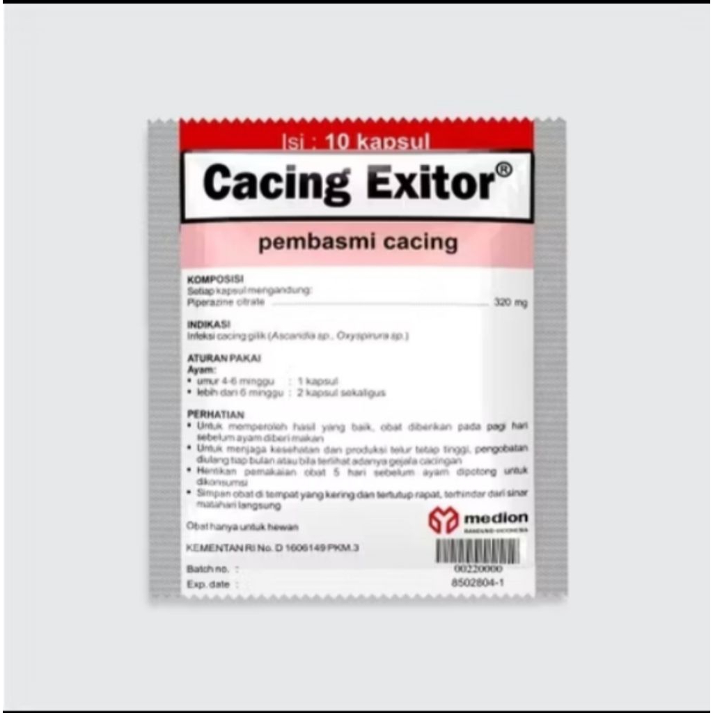 Cacing exitor (Isi 10 kapsul) pembasmi cacing ayam merpati