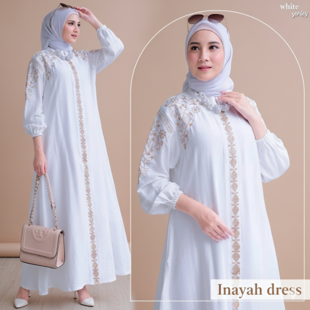 Gamis Remaja Cool Style Model Korea Cewek Modis Terbaru Desain Elegan Kekinian Dres Gamis Syari Dail