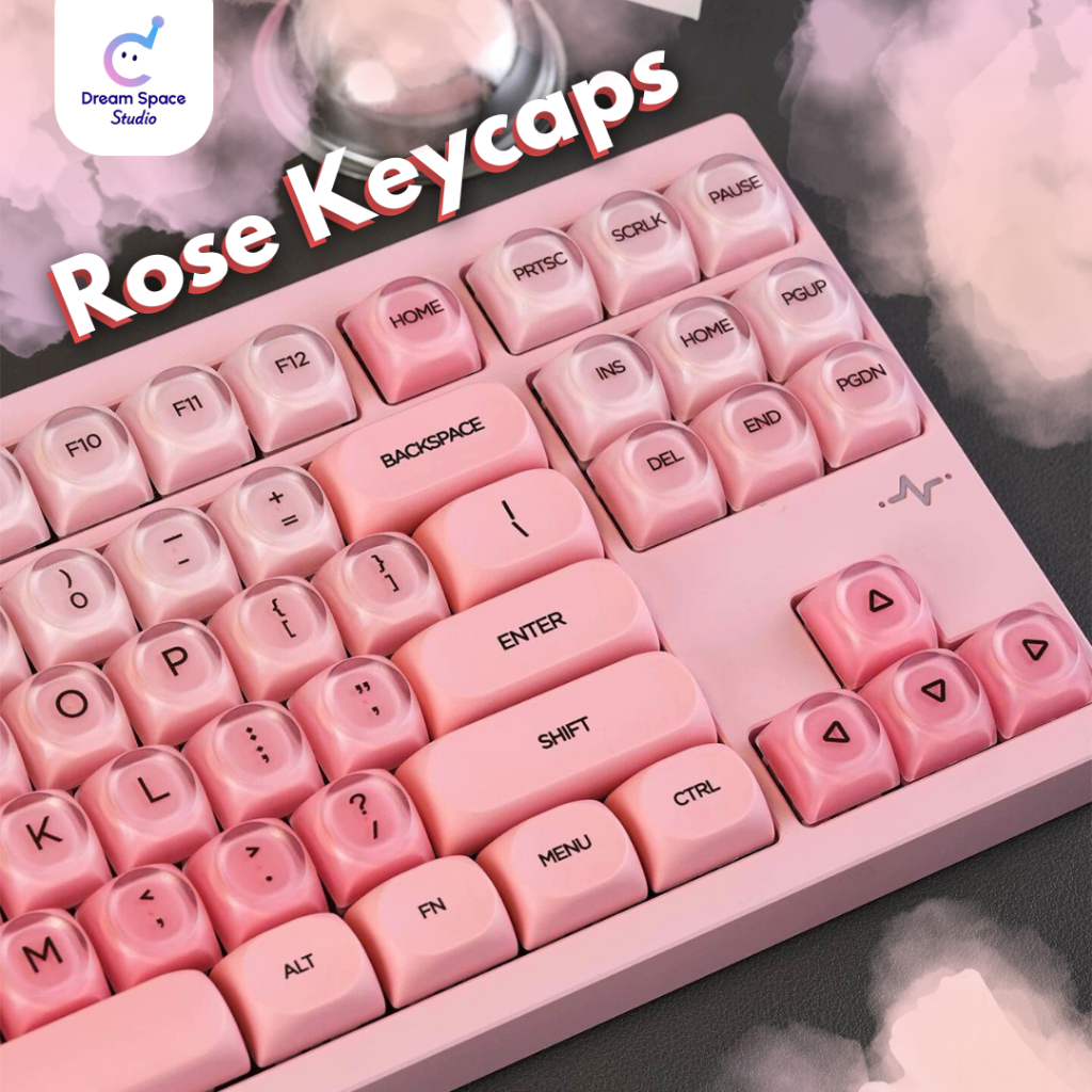 Dreamspace Studio Rose pink keycaps 131 Keycaps PBT/ keycaps lucu/ keycaps pink