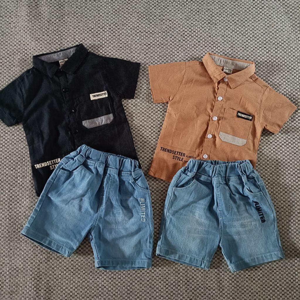 SETELAN KEMEJA USON CELANA JEANS BABY BOY BAYI LAKI ANAK COWOK