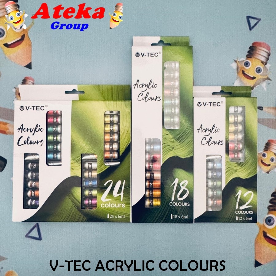 [PCS] V-TEC ACRYLIC COLOURS VT-612 - 6ML  VT-618 - 6ML VT-624 CAT AKRILIK 12 WARNA 18 WARNA