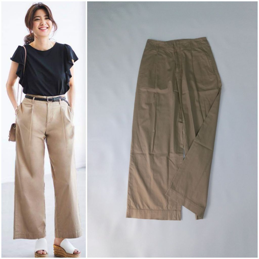 UNIQLO High Waist Chino Wide Leg Pants