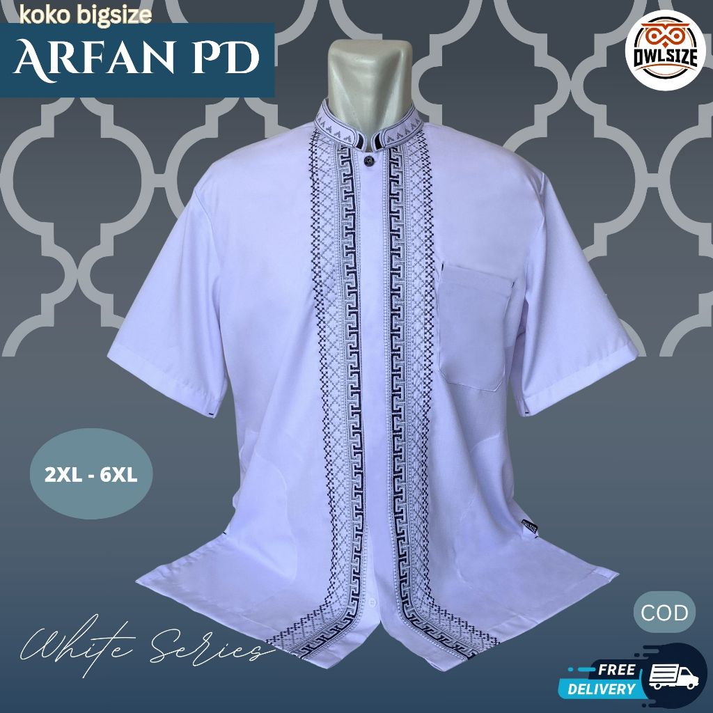 Big size jumbo baju Koko bordir pria dewasa size jumbo 2XL 3XL 4XL 5XL 6XL Baju Koko Muslim Lengan P