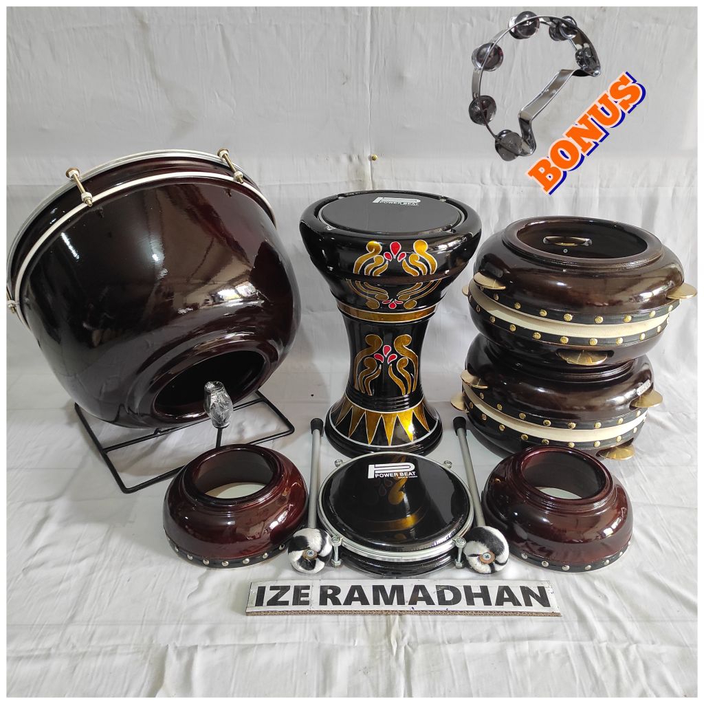 Hadroh Full Set Polos Jepara Komplit 9 Alat