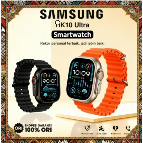 100% Original Samsung Smartwatch ULTRA 10 MAX Smartwatch Pria Wanita iphone Bluetooth Telp GPS NFC I