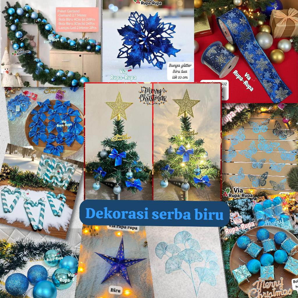 Dekorasi Serba Biru Natal Hiasan Nuansa Biru Christmas