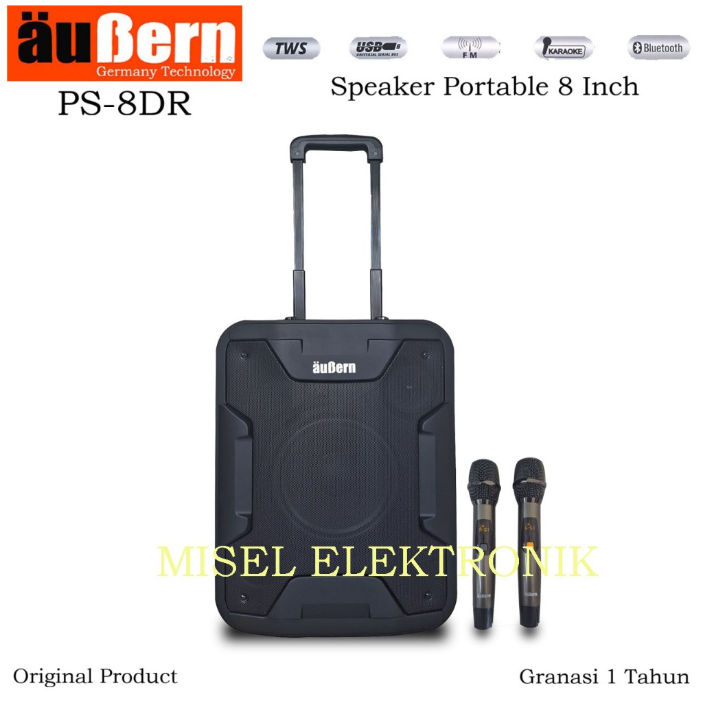 AUBERN PS-8DR Speaker Portable Kecil 8 Inch Karaoke Bluetooth