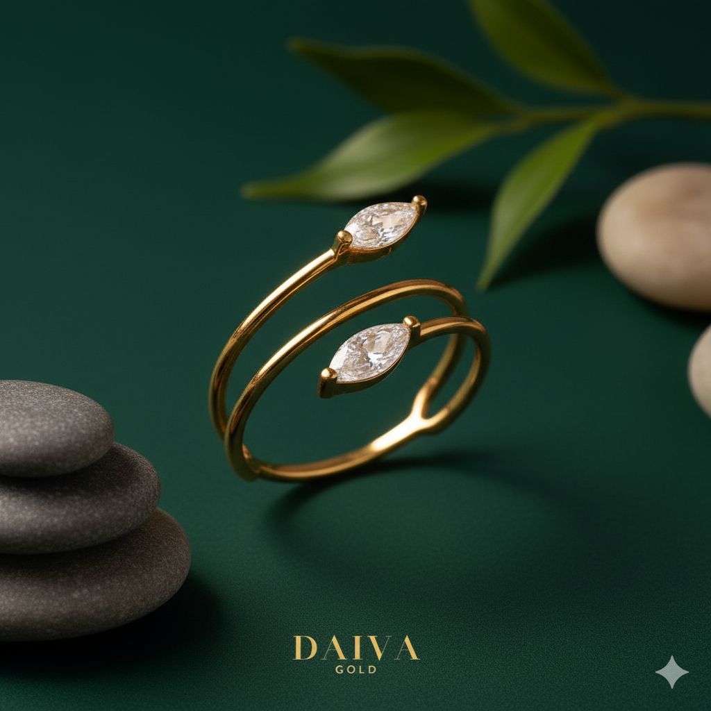 Cincin Emas Asli Spiral Elle Kadar 700/16K - Size 13 (IB)