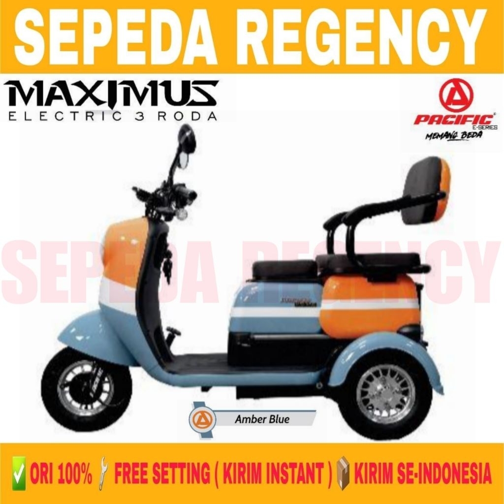 Sepeda Listrik Roda Tiga PACIFIC MAXIMUS Electric Bike Power 650 Watt Garansi Resmi