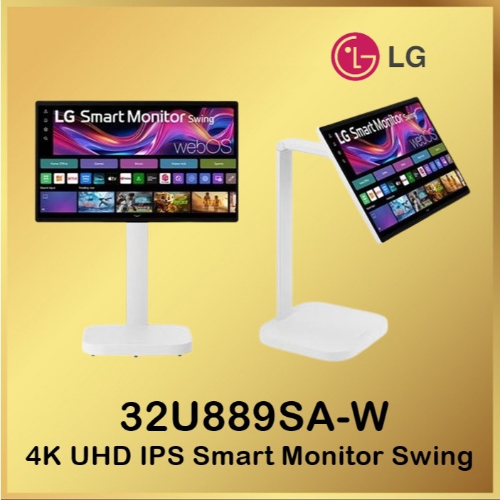 Monitor LG  32U889SA-W 31.5-inch 4K UHD IPS Smart Monitor Swing with Touchscreen, Rolling Stand