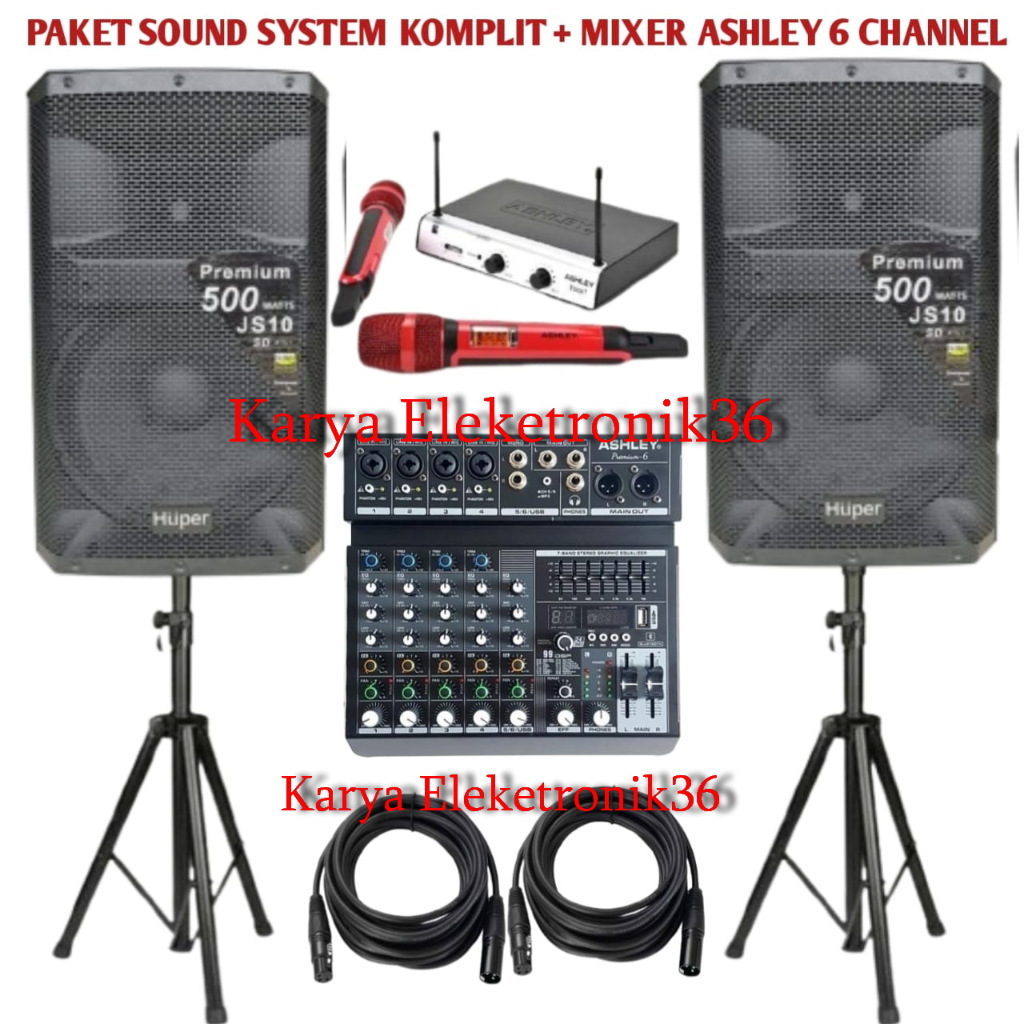 Paket Sound System Huper JS10 Huper js10 15 Inch Original Plus mixer Ashley