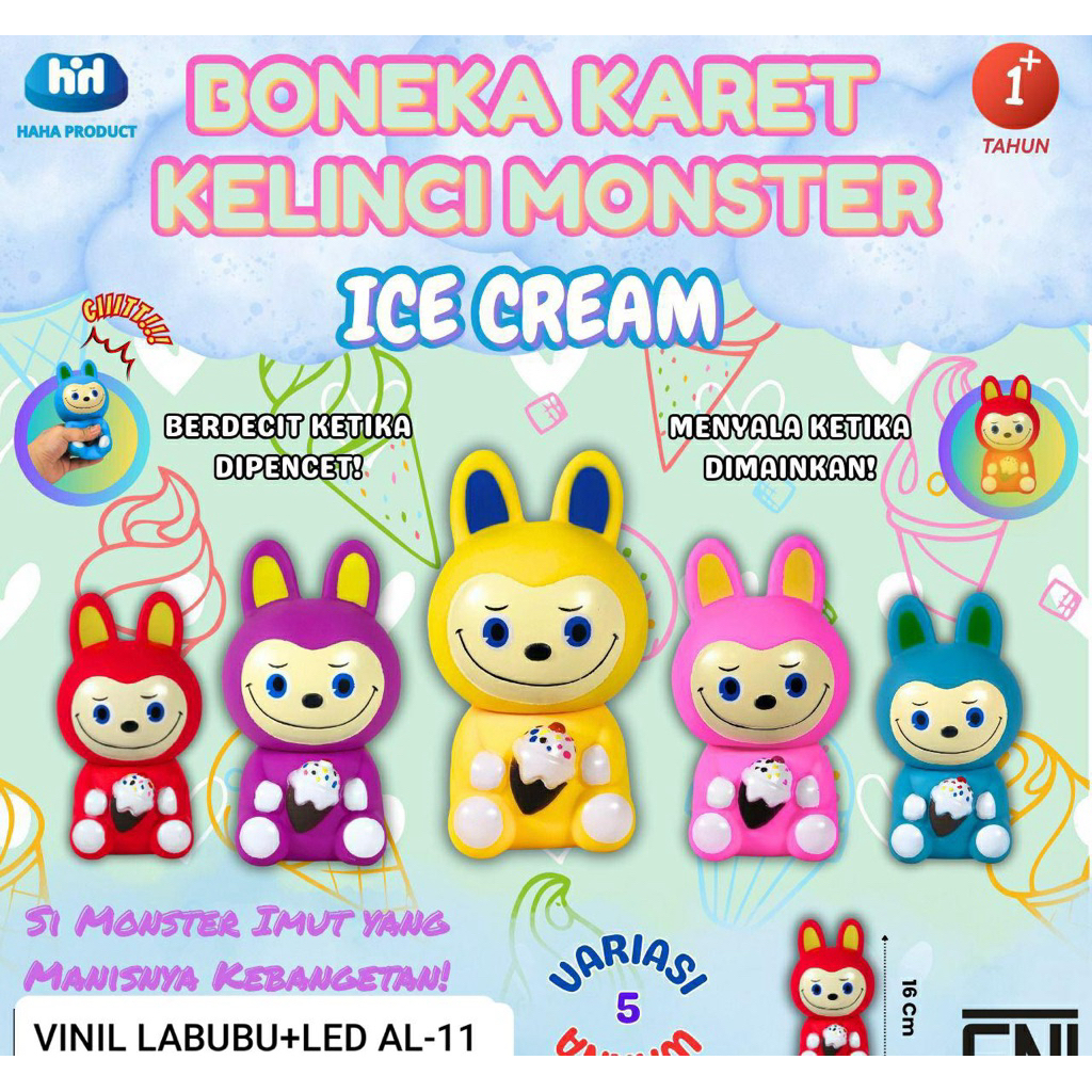 Mainan Boneka Karet Kelinci Monster Ice Cream
