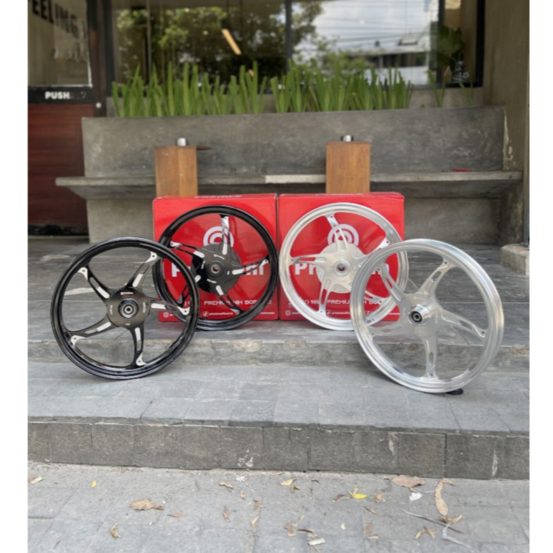 Velg Premium P55 Bintang Laut Mio sporty 160/185 Ring 14 Hitam Silver
