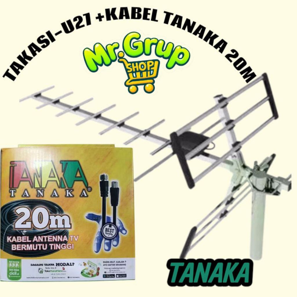 TANAKA ANTENA TV DIGITAL TAKASI U-27 +KABEL 20METER