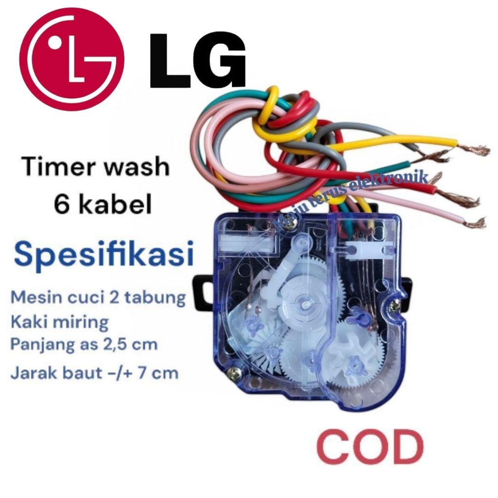 Timer wash kaki miring 6 kabel mesin cuci LG 2 tabung