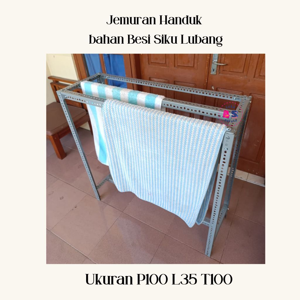 Jemuran Handuk Portable Jumbo Bahan Besi Siku Lubang