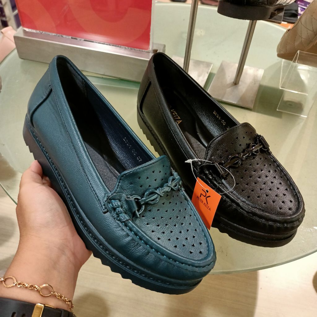 PETER KEIZA sepatu wedges moccasin/loafer wanita