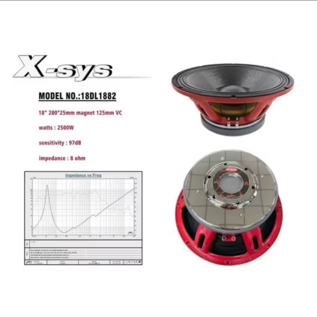 Speaker Subwoofer X-Sys 18DL1882 18 Inch 2500W 8 Ohm Bass Power Kuat dan Jernih merek xsys