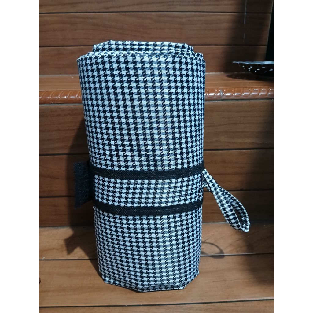 Tikar Lipat piknik anti slip bahan kanvas - tikar piknik motif kotak-kotak