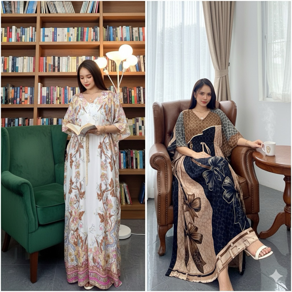 kaftan lili Ld 140cm fit jumbo premium baju hamil/homedress/ rayon/ busui - kalong - summer funi