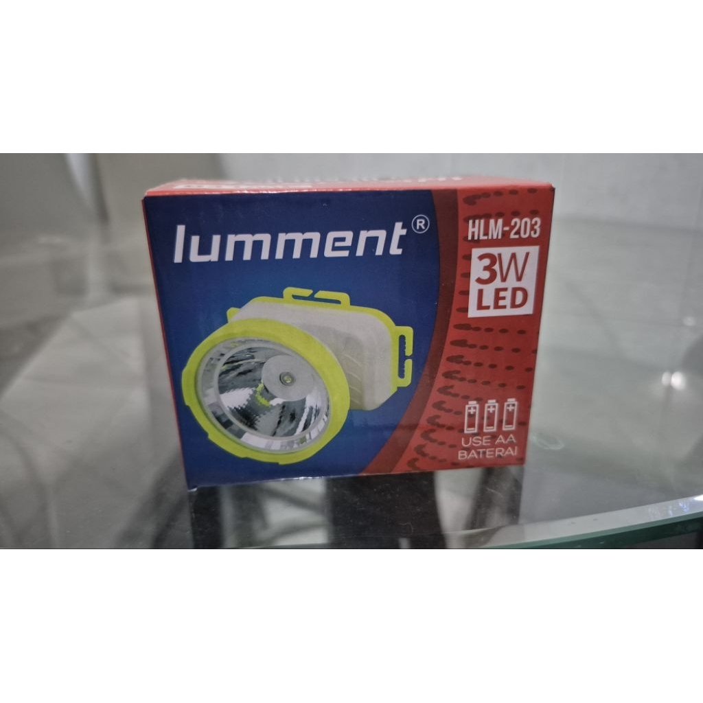 senter kepala lumment 203 baterai