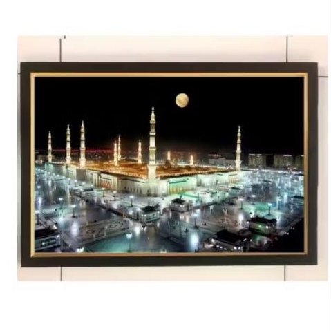 hiasan dinding lukisan cetak mekah plus bingkai ukuran 65*45
