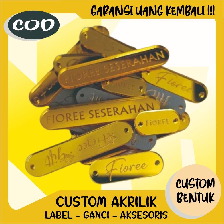 Label Akrilik EMAS | Label Hijab Branding | Custom Cutting Label