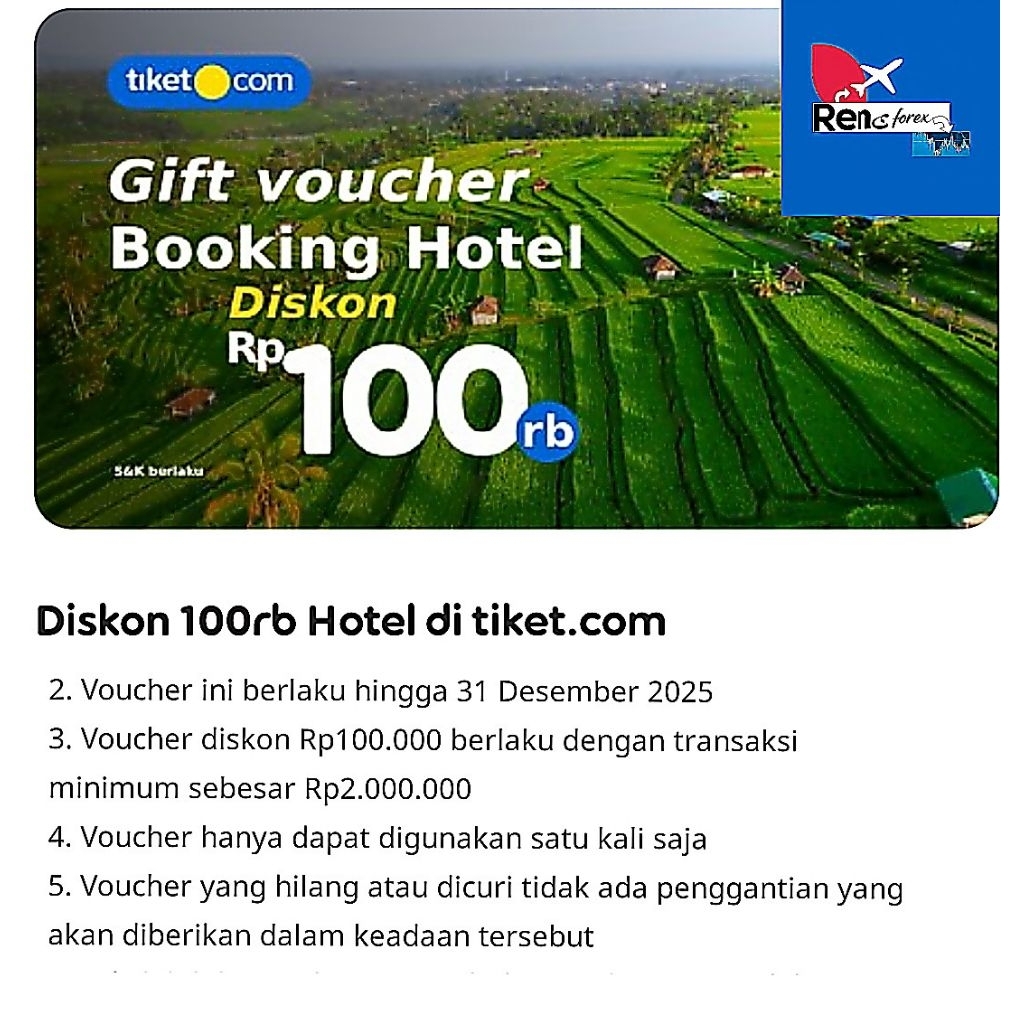 VOUCHER TIKET COM POT 100K UNTUK PEMESANAN HOTEL