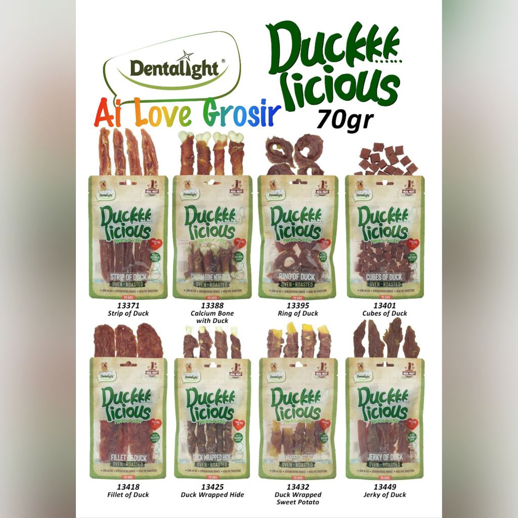 DENTALIGHT Duckkk Licious Beef Licious Seafood Licious 70gr Dental Treats Dog Snack