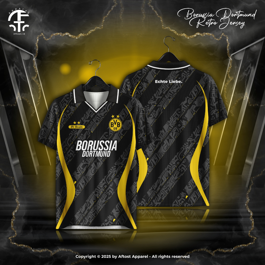 Jersey Retro Terbaru Premium Dortmund Full Printing Black Series