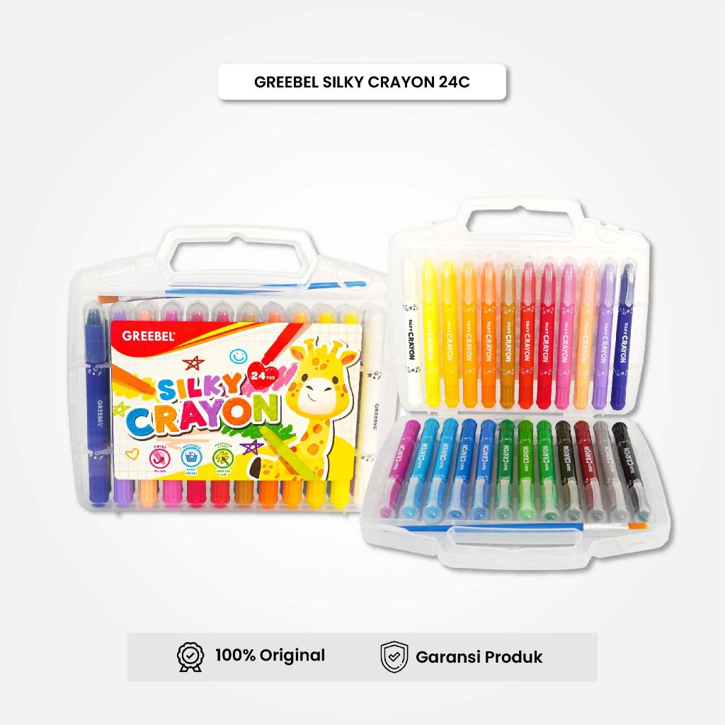 GREEBEL Silky Crayon Krayon 24 Warna / Silky Crayon 24 Set Colours / Crayon Halus Mewarnai / Alat Tu