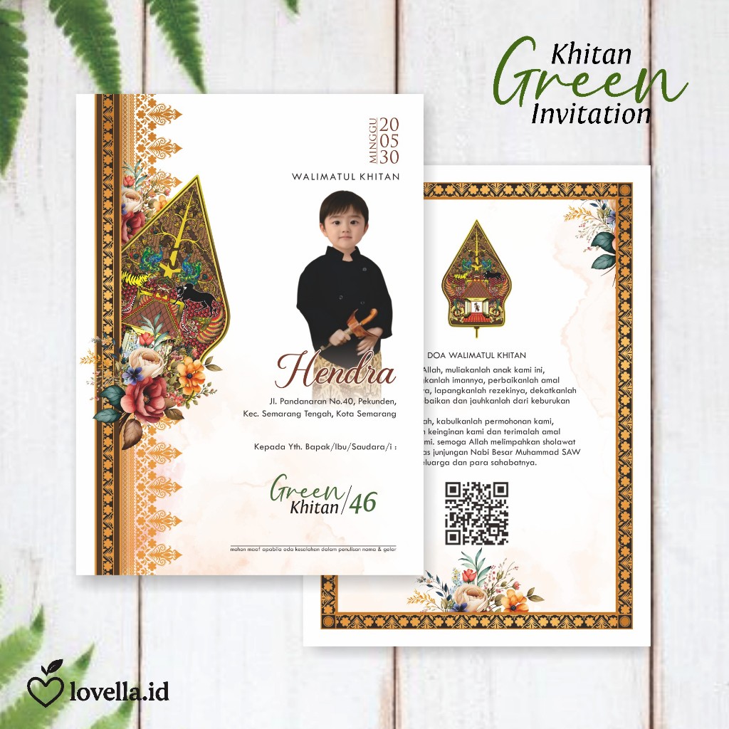 Undangan Khitanan Anak Simple Murah - Cetak Undangan Khitan Sunatan - Green Khitan Series