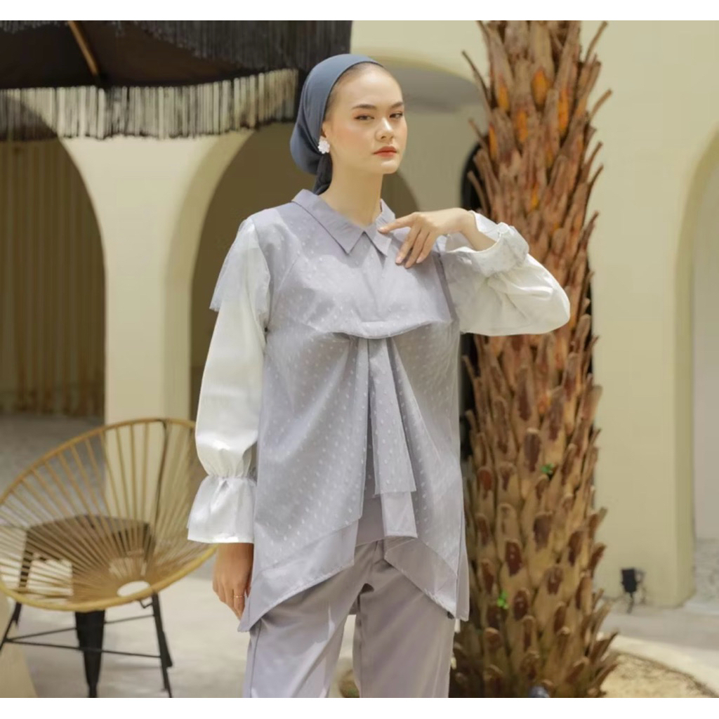 Dya_id annisa grey top XXL Raya Blouse Atasan tunik