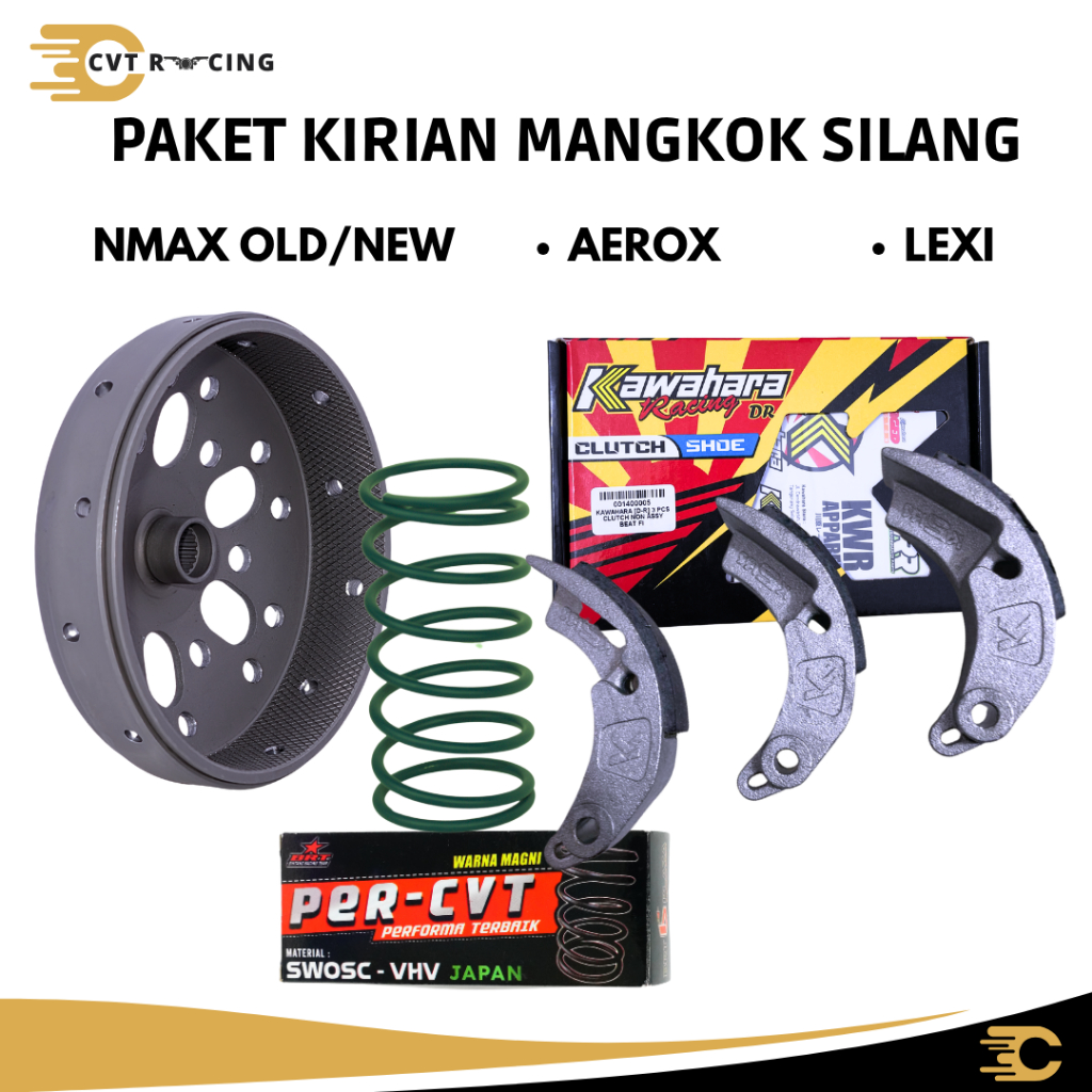 Paket Mangkok Ganda Silang + Kampas Kawahara + Per CVT BRT – Tarikan Enteng, Anti Gredek – Mio / Var
