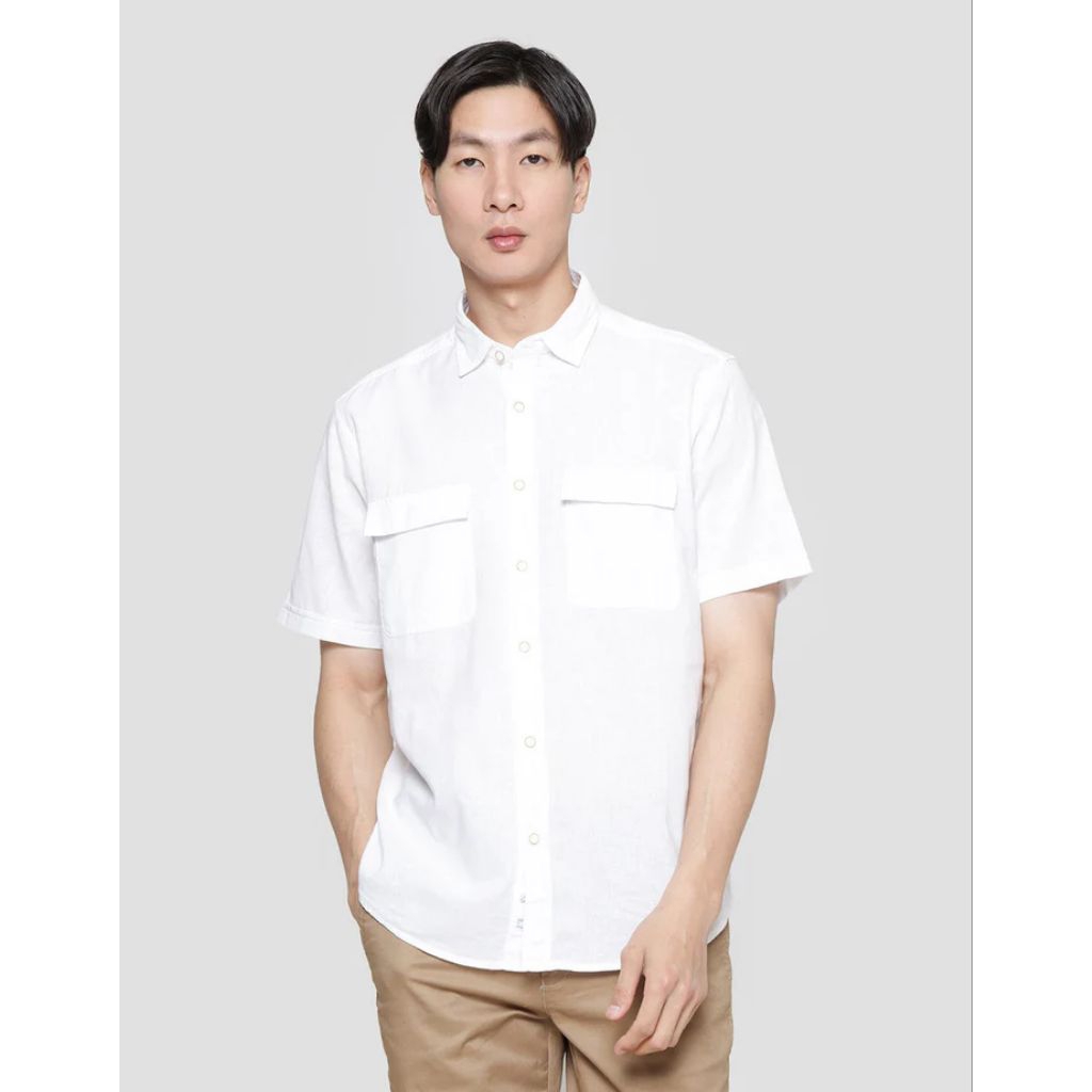 Lois Plain Look Double Pocket Kemeja Pria LOIS ORIGINAL PRIA PUTIH WHITE TERBARU