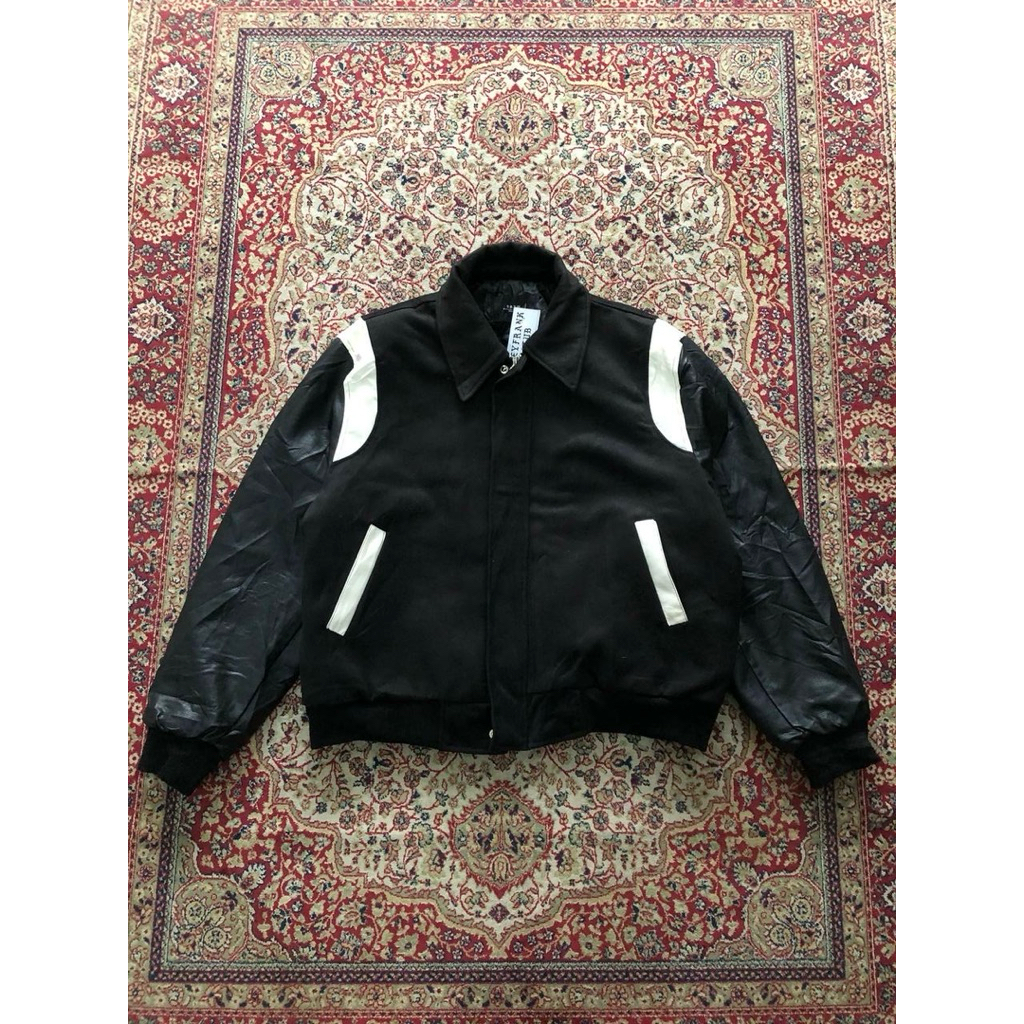 D.b.y.m varsity wool Leather synthetic jacket Design by Young Min Vintage varsity jacket H321