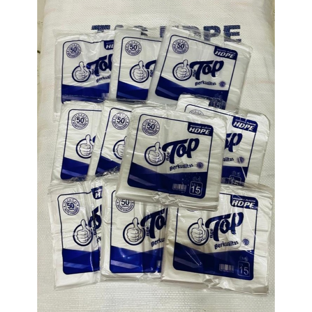 50pcs Kantong Plastik Ekonomis Bening 15x30cm Merk Ngetop/Plastik Kresek Putih Kecil