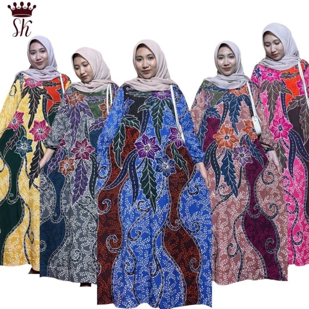 Gamis batik wanita modern lengan panjang | Gamis batik modern kombinasi terbaru 2025| Gamis batik pe