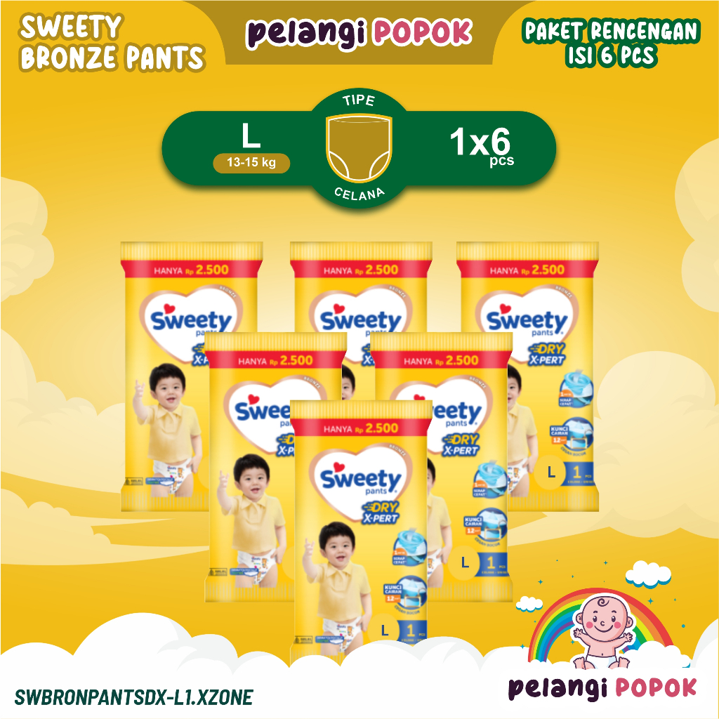 Sweety Popok Celana Bayi Bronze Pants Size XL1 x 6 Pcs - Pempes Renceng