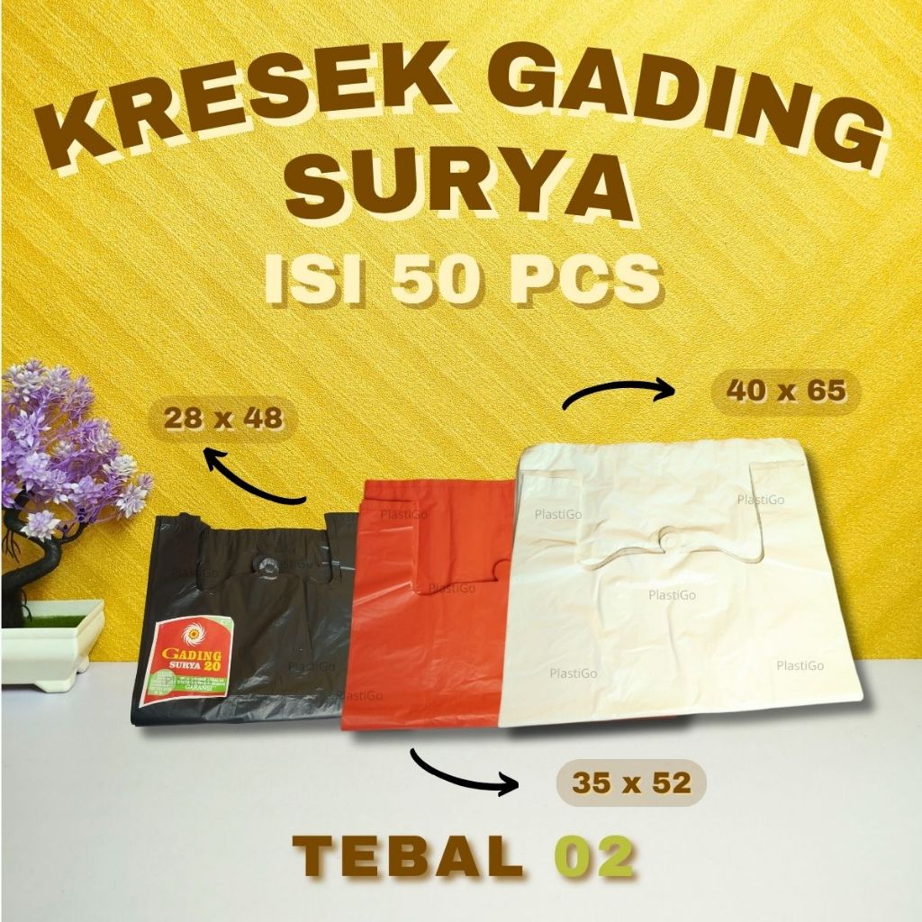 [Isi 50] Kresek Gading Surya - Kresek Belanja / Kresek Tebal / Kresek Serbaguna - UK 28x48 / 35x52 /