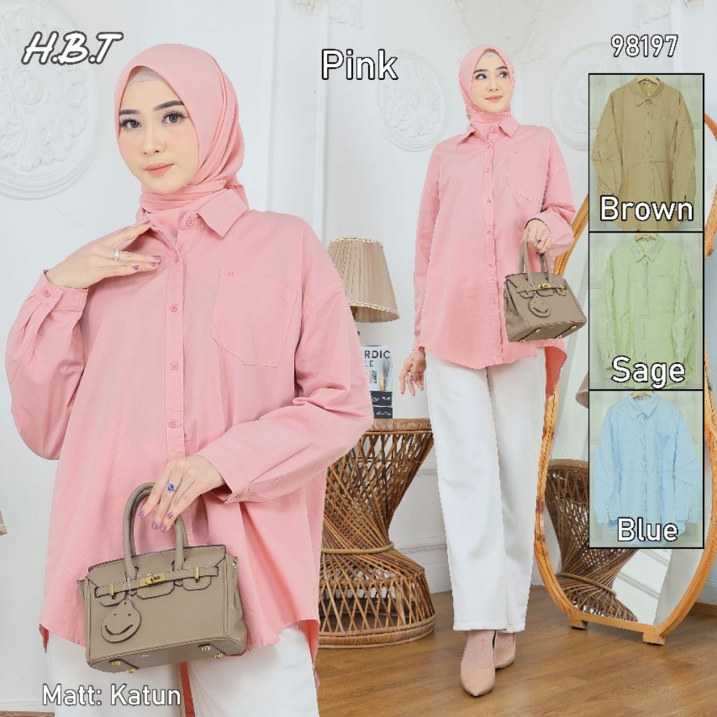 98197 HBT / Kemeja HBT Off Kantong satu / kemeja oversize / atasan wanita / kemeja wanita / Kemeja h
