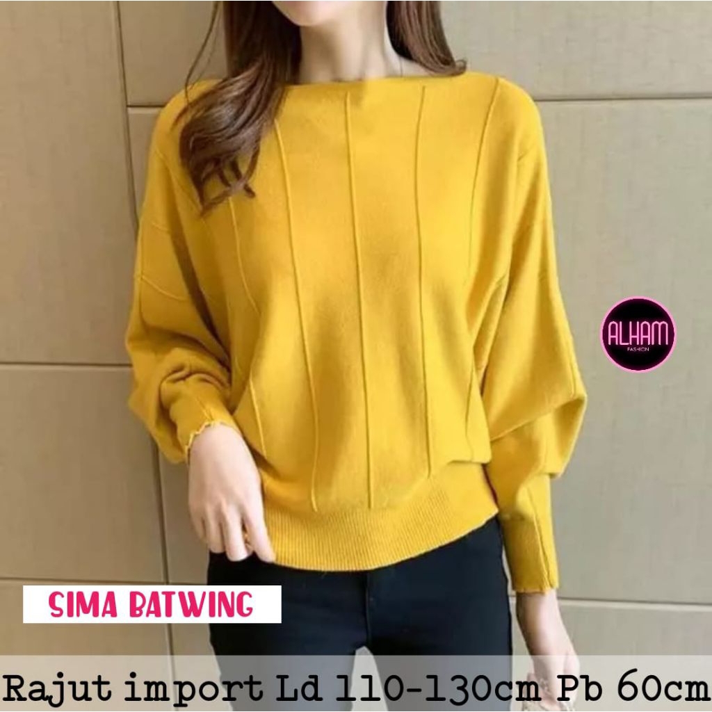 Tunnshope - EMILIA BATWING - blouse rajut polos wanita - rajut import premium - super halus - allsiz