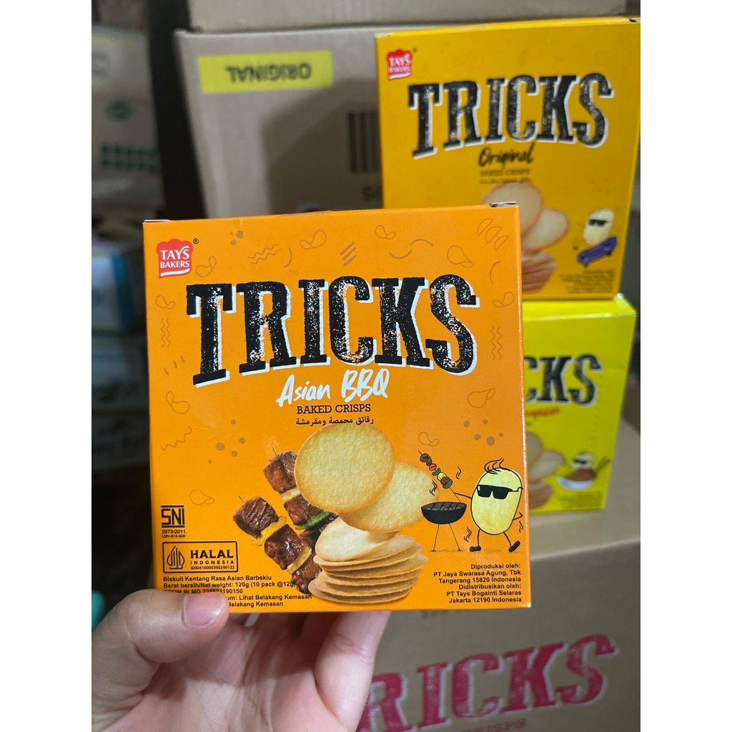Tricks Biskuit kentang Baked crisps original/kimchi/keju/bbq 1box