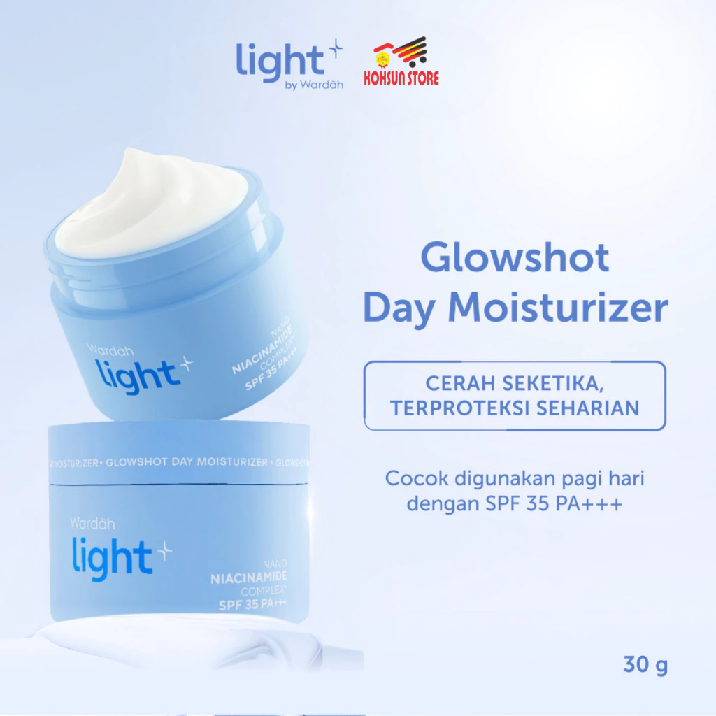 Light+ by Wardah Glowshot Day Moisturizer 30 g | Cream Niacinamide Brightening Moisturizer Pelembab 