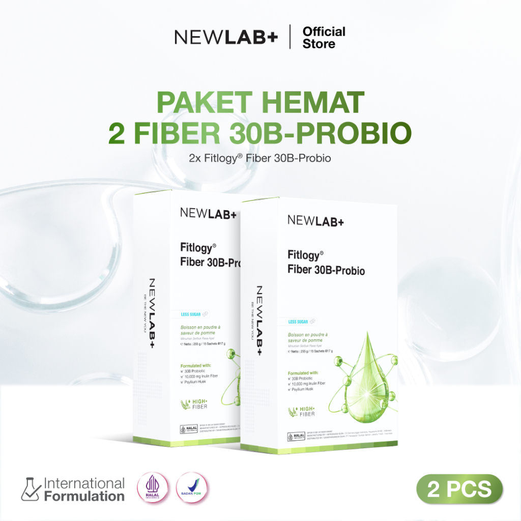 NEWLAB Paket 2 Box Fitlogy Apple 30B Drink | Minuman Serbuk Rasa Apple Mint 30 Sachet