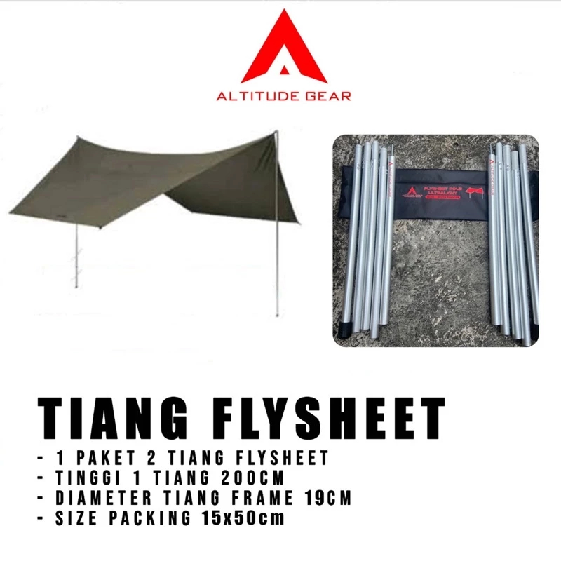 Altitude Gear Tiang Flysheet Aluminium Alloy Tiang Trapt Ten Awning Pole tiang canopy tenda