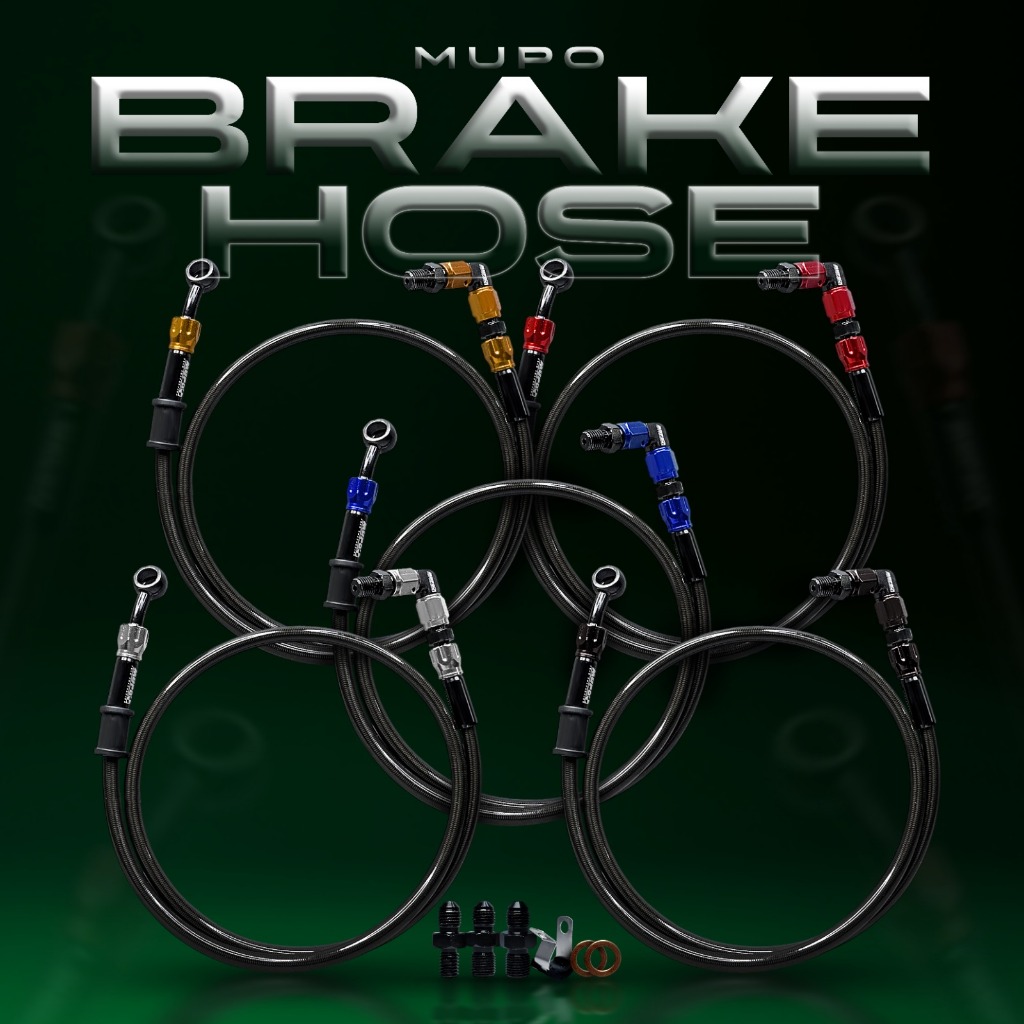 MUPO RACE SELANG REM CARBON 90 DERAJAT ELBOW DEPAN PANJANG 90 CM UNIVERSAL KABEL SELANG REM DEPAN VA