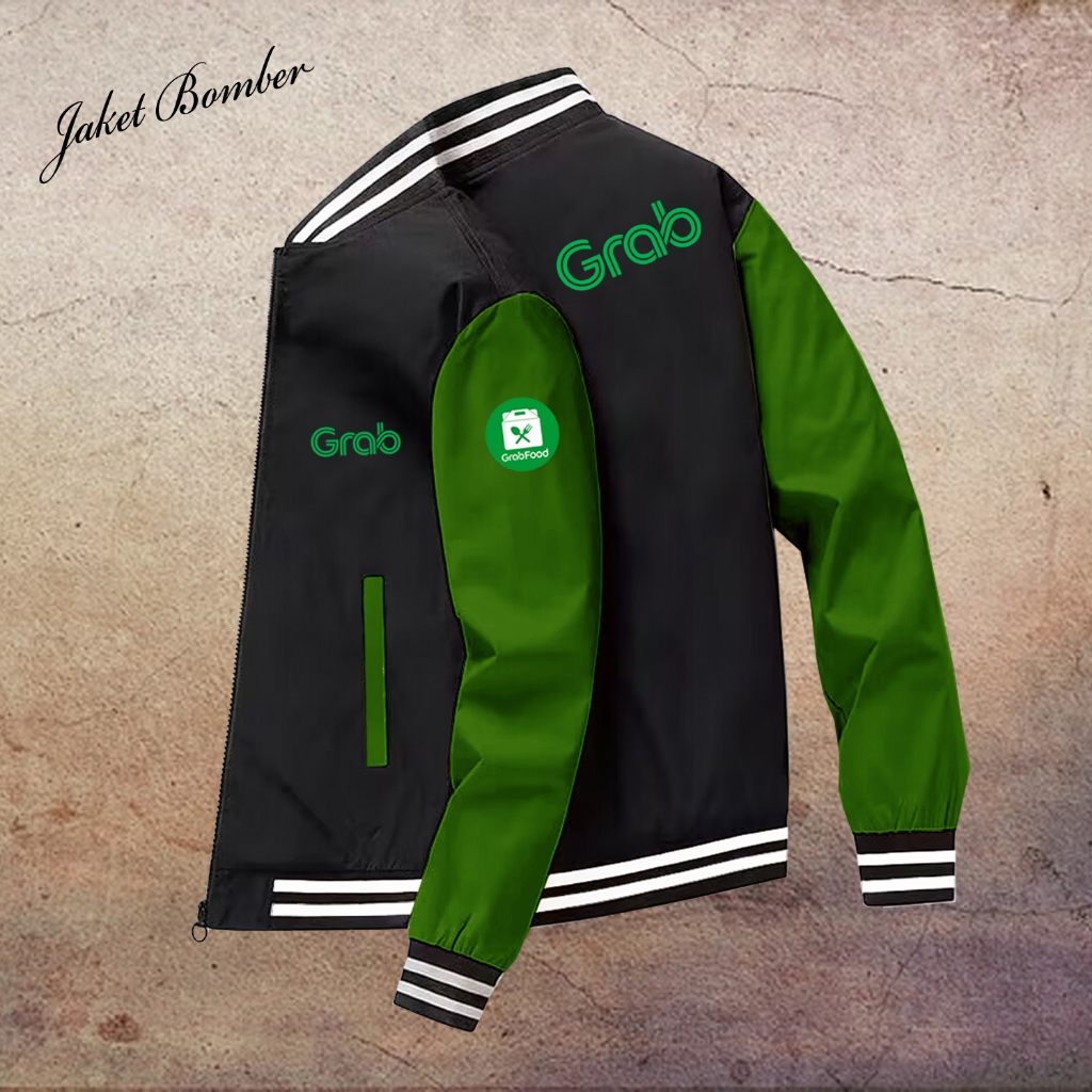 Jaket Bomber Ojol Grab Jakey Ojol Terbaru GrabFood Waterproof | Jaket Baseball Pria OJol Greb Bisa C