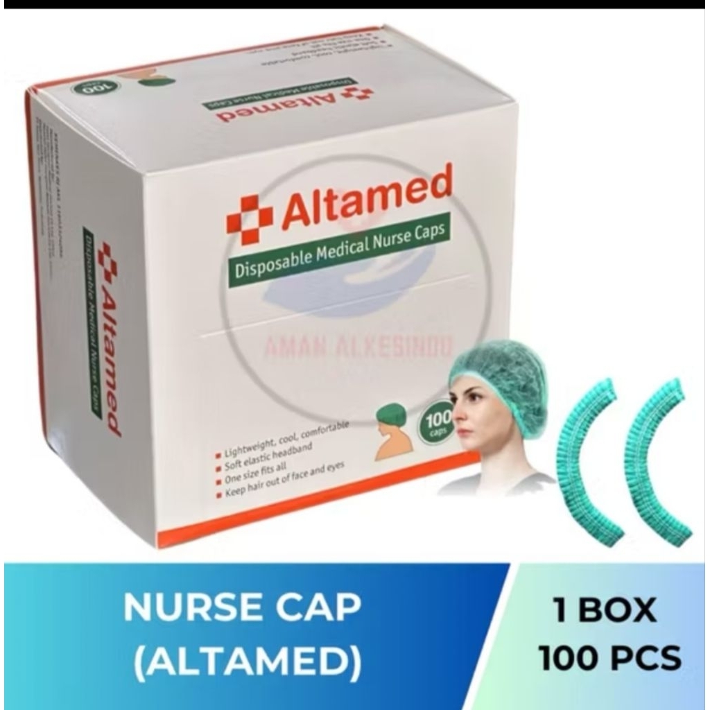 ALTAMED Surgical Disposable Nurse Cap / Hairnet Medis / Penutup kepala