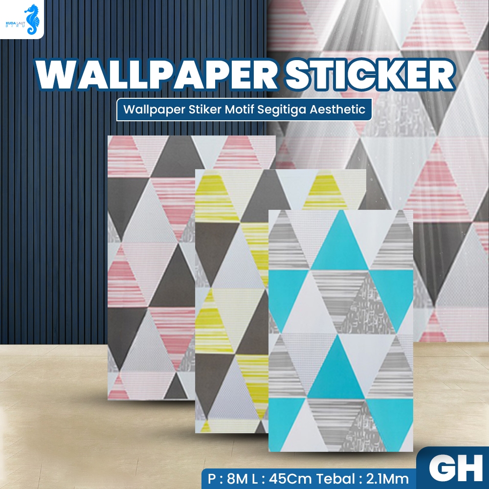 KLB - Wallpaper DInding PVC Stiker Dinding Rumah Motif Segitiga Aesthetic